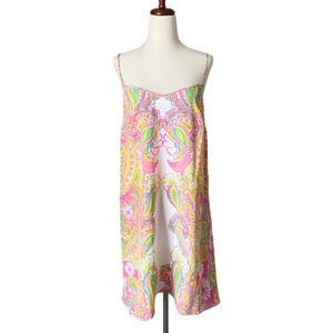 Lilly Pulitzer Hottie Pink Double Trouble Silk Slip Dress Racerback Large